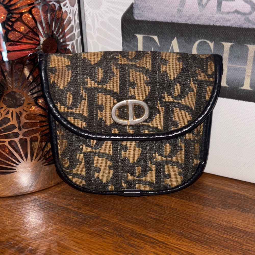 Christian Dior Trotter Monogram Logo Canvas Coin Wallet